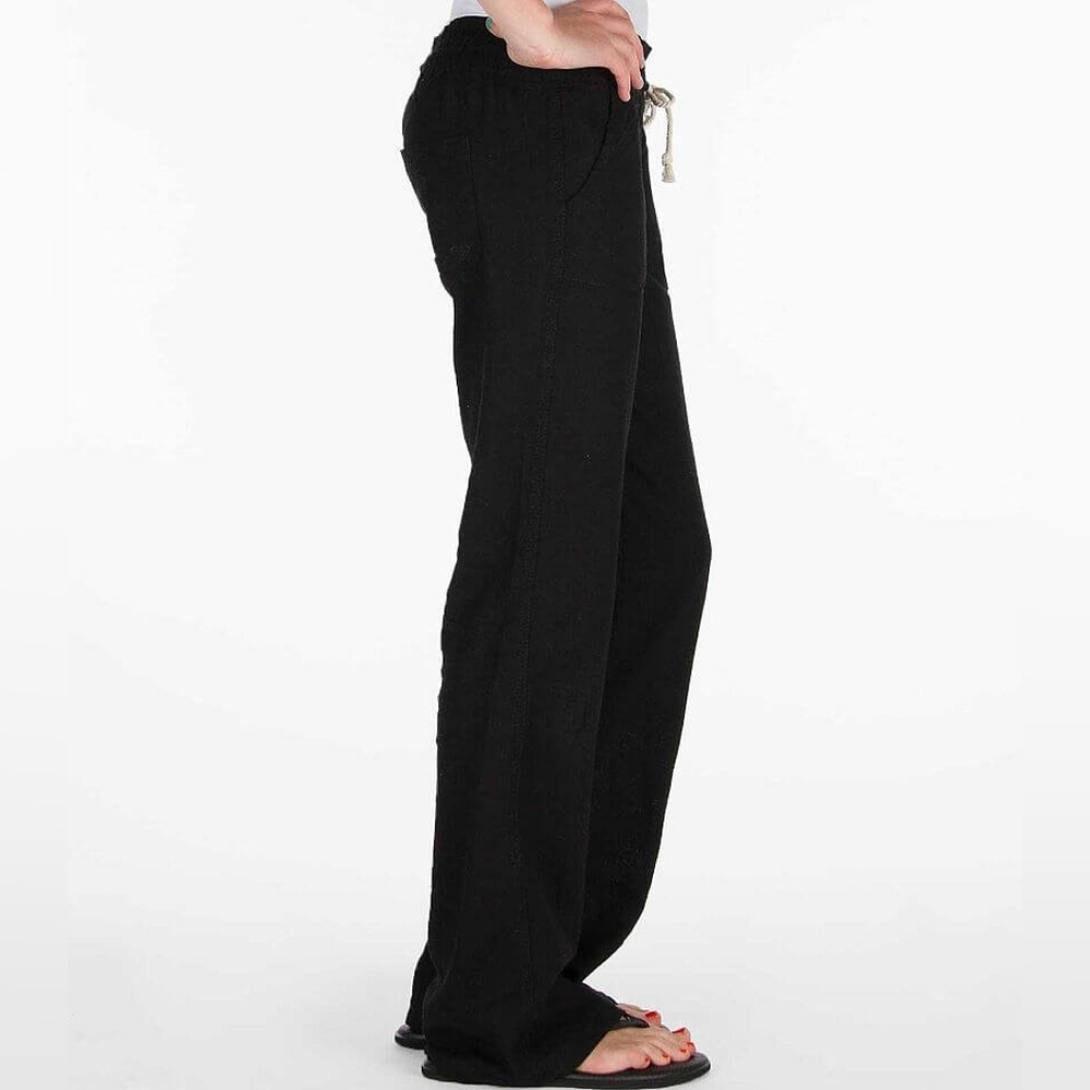 Roxy Ocean Side Linen Blend Beach Pants in Black - Picture 4 of 15